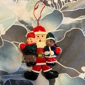 Hanging Santa ornament with 2 kids